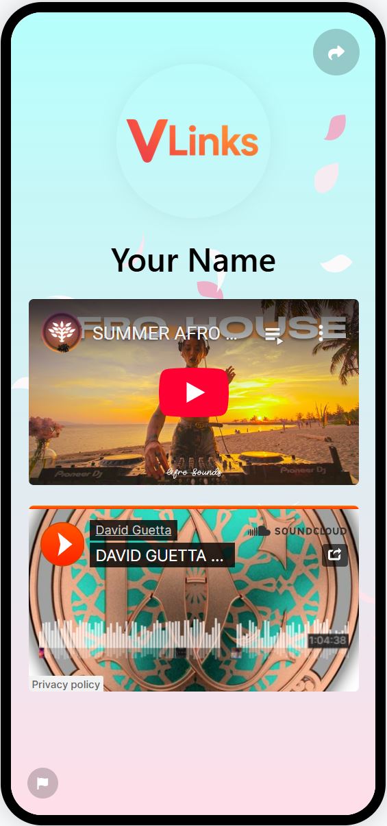 Screenshot of biolink page examples